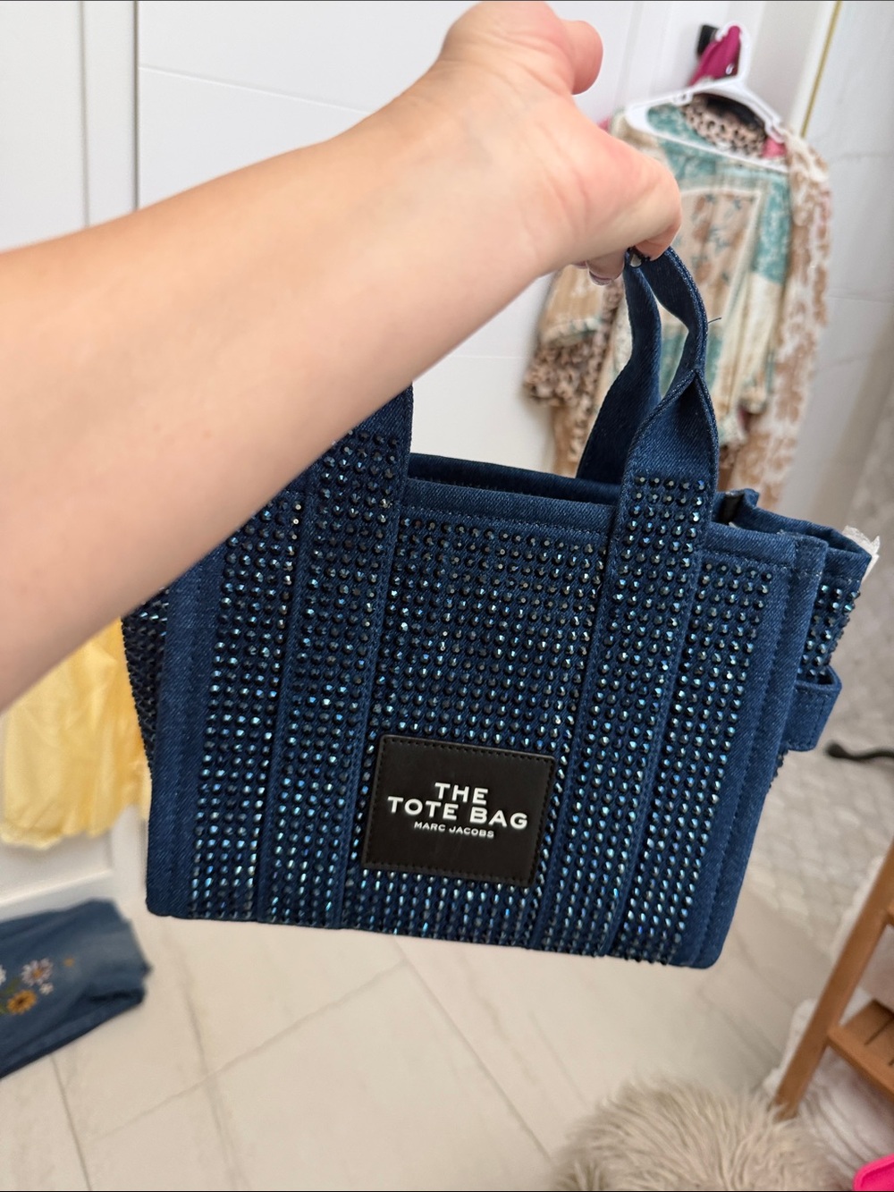 Marc Jacobs Navy Crystal-Studded Mini Tote